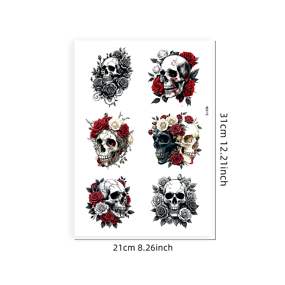 6pcs Gothic Rose Skull UV DTF  - Rdta Tank Glass ulasan dan harga